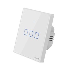 INTERRUPTOR PAREDE TATIL TRIPLO S/ FIOS C/ COMANDO SONOFF T2EU3C-TX