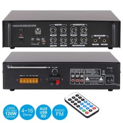 AMPLIFICADOR PA 3 ENTRADAS 120W MP3 USB SD FM