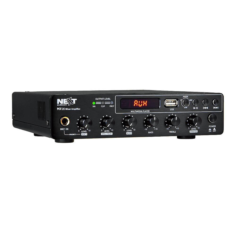 NEXT AUDIOCOM MX120 AMPLIFICADOR LINHA 120W MIC USB/BT