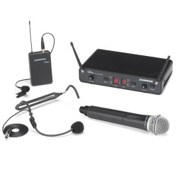 SISTEMA MICRO S/ FIOS HEADSET + LAPELA + MAO UHF SAMSON Concert 288 All-In-One