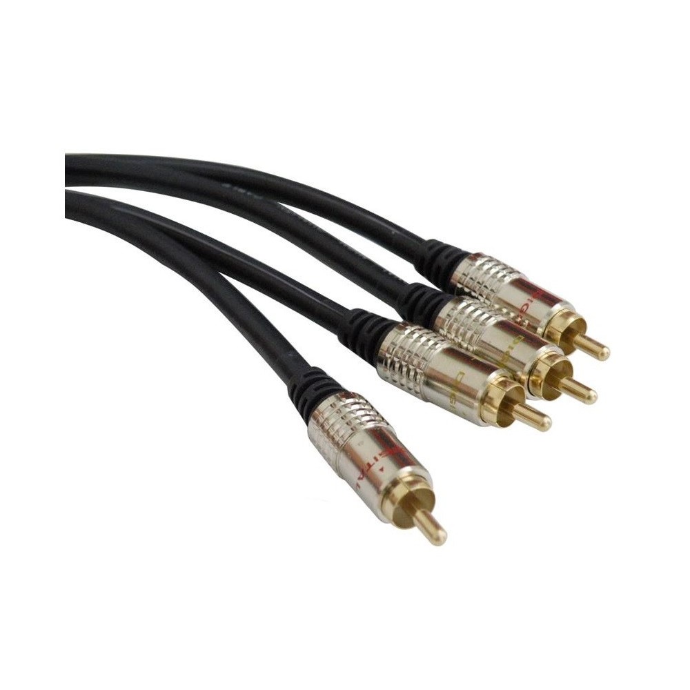 EXTENSAO 2 RCA MACHO / 2 RCA MACHO DOURADO 5MTS