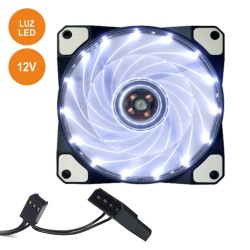 VENTILADOR 12VDC 120X120X25mm COM LEDS BRANCOS