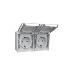 TOMADA SCHUKO EXTERIOR DUPLA ESTANQUE 10A 250V