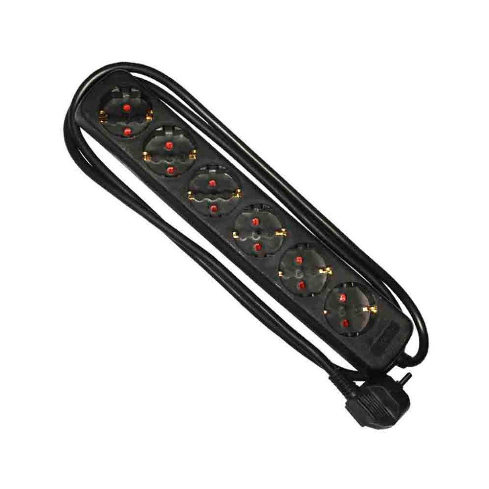 EXTENSAO CORRENTE SCHUKO 6 VIAS C/ TERRA 1,5MT PRETO