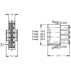 FICHA 4 PINOS FIO 6.35MM MACHO/FEMEA UNIVERSAL
