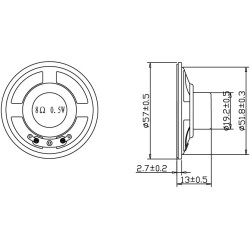 ALTIFALANTE MINIATURA 0.5W 8 Ohms 57mm