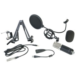 MICROFONE ESTUDIO COM SUPORTE ARTICULADO E ANTI-POP
