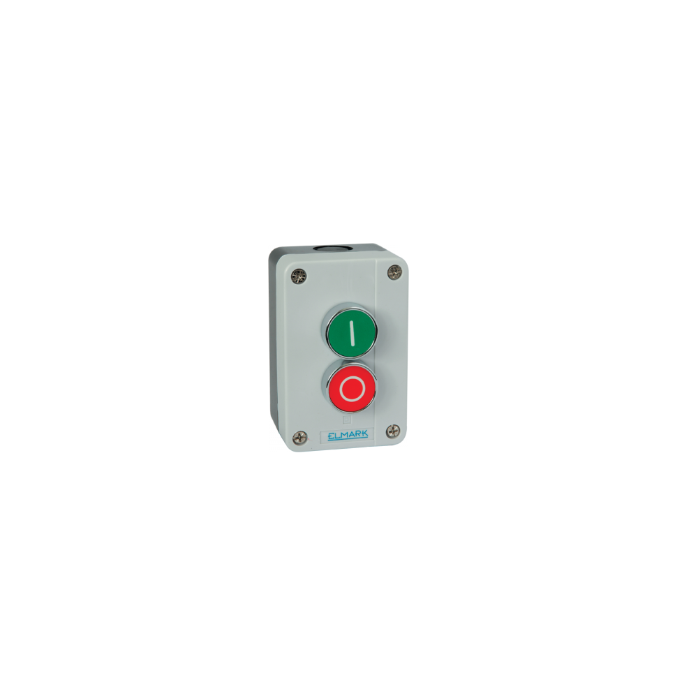 CAIXA COM 2 INTERRUPTORES VERDE E VERMELHO 1NO 1NC IP44