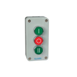 CAIXA COM 3 INTERRUPTORES VERDE E VERMELHO NO 1NC 1NO IP44