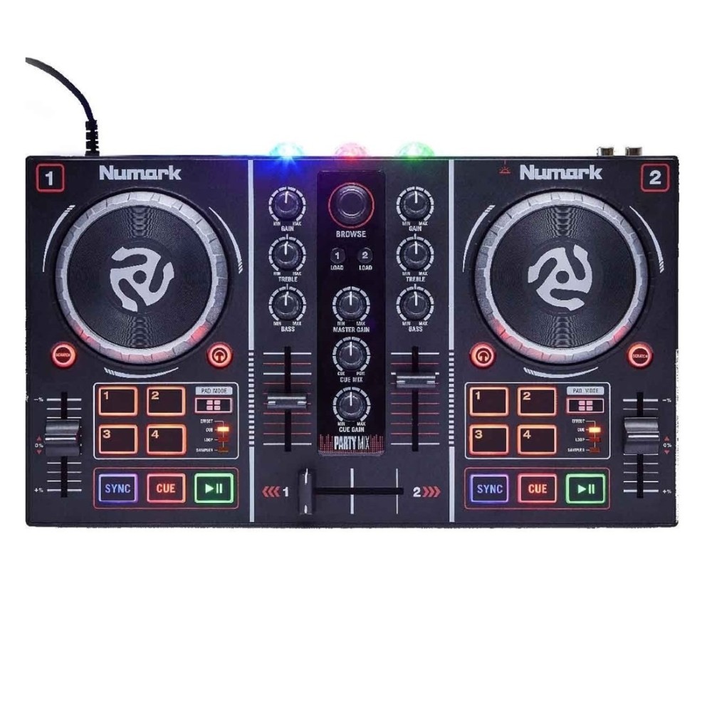 NUMARK PARTY MIX LIVE CONTROLADOR COM COLUNAS E LUZES LED