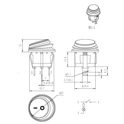 INTERRUPTOR DPST 2 POSICOES OFF-ON 6.5A 250V IP65 VERDE