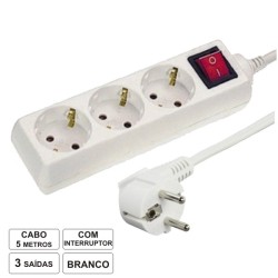 EXTENSAO CORRENTE SCHUKO 3 VIAS + INTERRUPTOR 5MTS