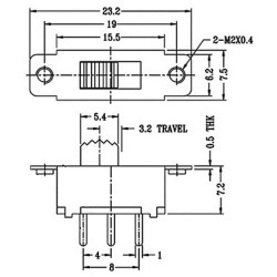 INTERRUPTOR DESLIZANTE ON-ON SPDT 0.2A / 30V DC