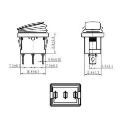 INTERRUPTOR MINIATURA ON-OFF-ON 8A ESTANQUE PRETO