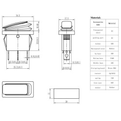 INTERRUPTOR BASCULANTE 2C/3P ON-OFF-ON 15A/250V ESTANQUE PRETO
