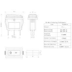 INTERRUPTOR BASCULANTE 1C/3P 15A/250V ESTANQUE LUM. VERMELHO