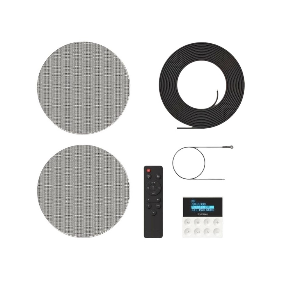 FONESTAR KS-WALL KIT AMPL. COM COMANDO USB/FM/BT 2xCOLUNAS 6"