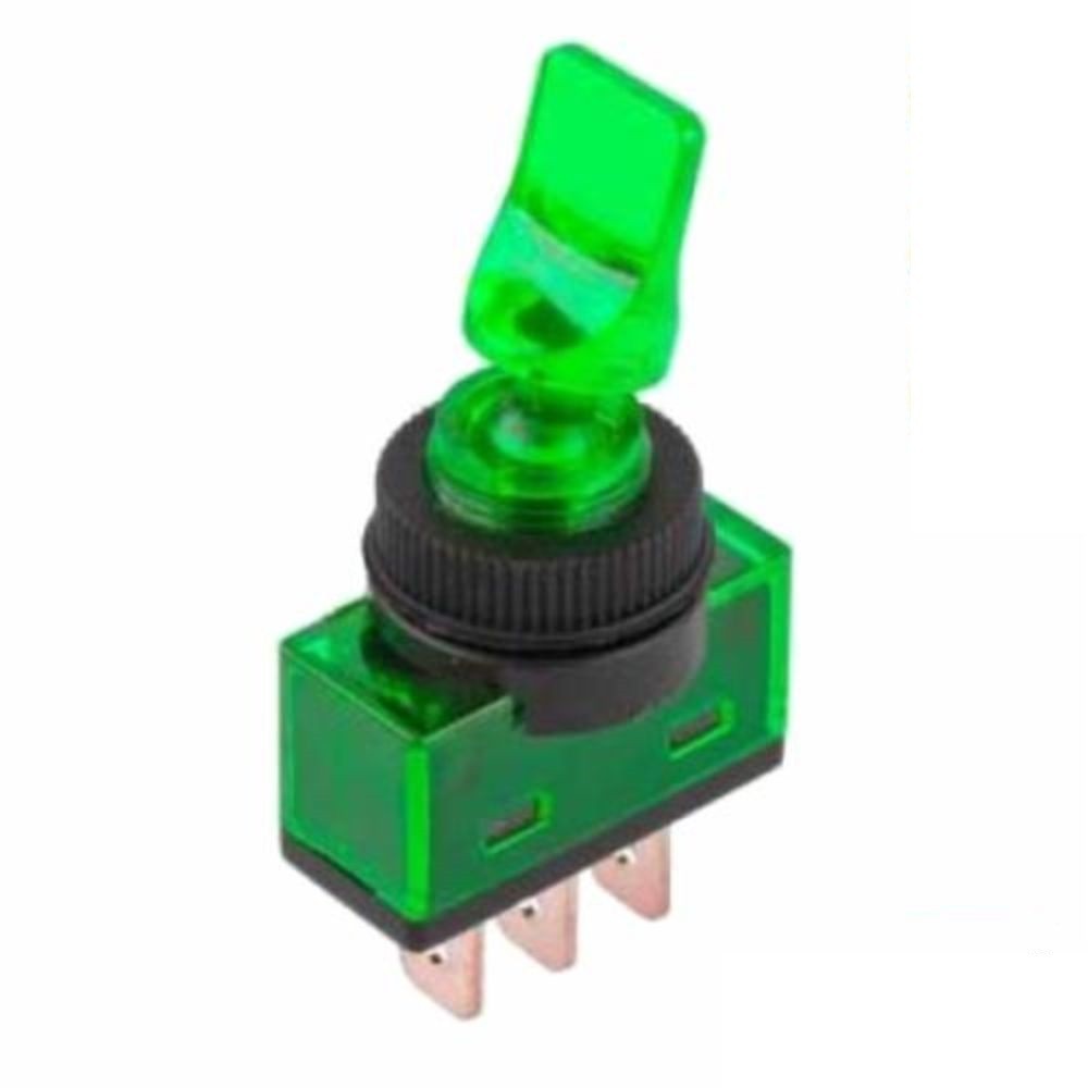 INTERRUPTOR ALAVANCA ON-OFF COM LUZ VERDE 12V 20A INTERRUPTOR ALAVANCA ON-OFF COM LUZ VERDE 12V 20A