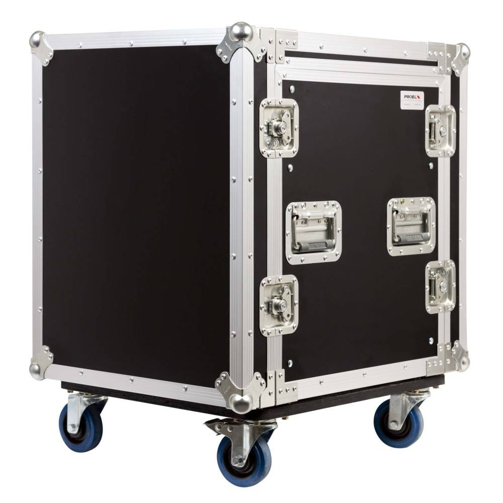 RACK COM 3 TAMPAS E RODAS 12U MIX +10U PROEL