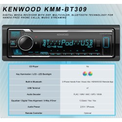 KENWOOD KMM-BT309 AUTO RADIO USB BLUETOOTH