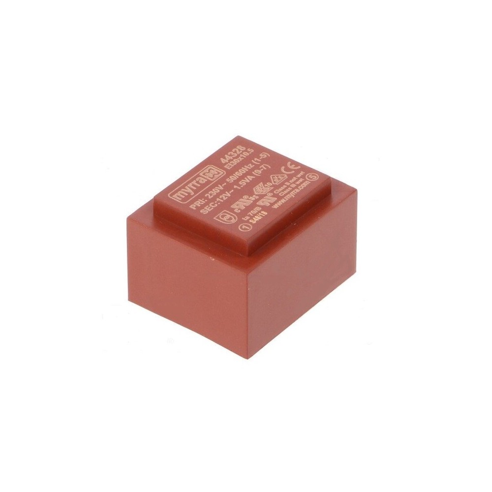 TRANSFORMADOR ENCAPSULADO 230VAC 12V 1.5VAS TRANSFORMADOR ENCAPSULADO 230VAC 12V 1.5VAS