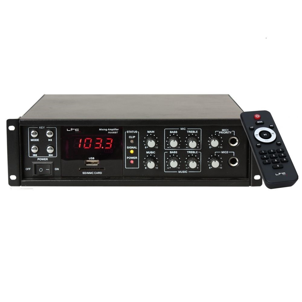 AMPLIFICADOR 4 CANAIS 100V-70V-8-4 Ohms 80W 230V BT AMPLIFICADOR 4 CANAIS 100V-70V-8-4 Ohms 80W 230V BT