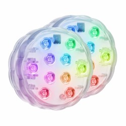 CONJUNTO 2 LUZES DE PRESENCA COM LED RGB SUBMERSIVEIS