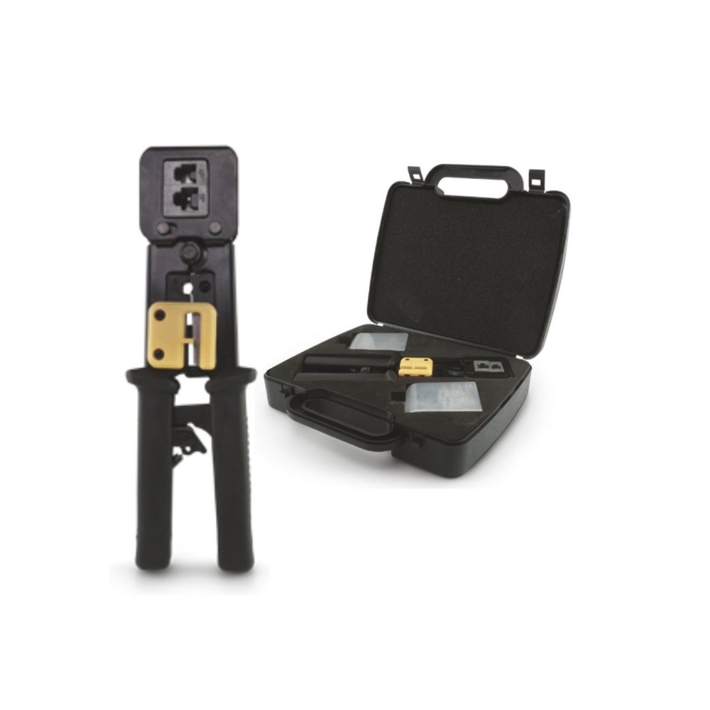 KIT ALICATE CRAVAR RJ45/ RJ11/ RJ12 C/ FICHAS PASSANTE