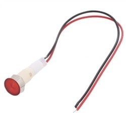 SINALIZADOR LUMINOSO 12V Ø10mm VERMELHO C/ FIOS