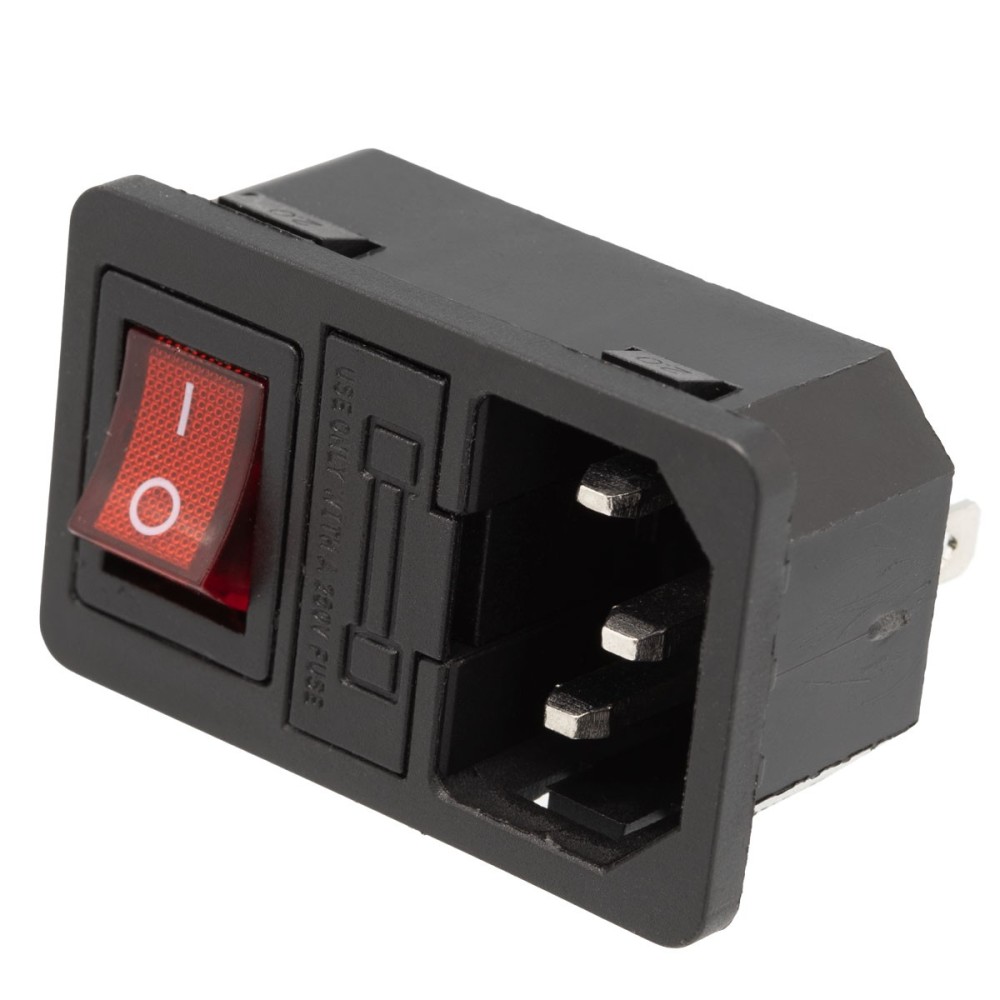 FICHA USA MACHO PAINEL C/FUSIVEL+INTERRUPTOR C/ LUZ VERMELA