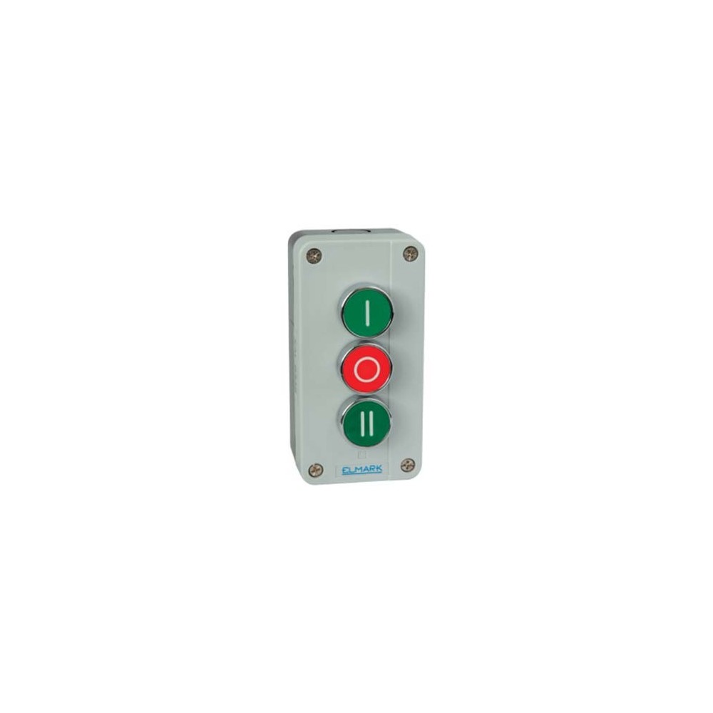 CAIXA C/ 3 INTERRUPTORES VERDE E VERMELHO 1 NO 1NC 1NO IP65