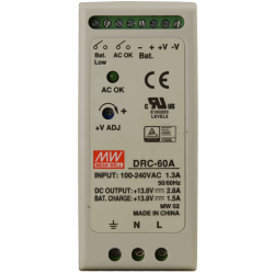 FONTE ALIMENTAÇAO CALHA DIN 12V 5A 60W DRC-60A MEAN WELL