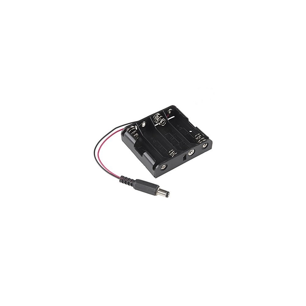 SUPORTE 4 PILHAS LR6 C/ FICHA DC 5.5X2.1mm