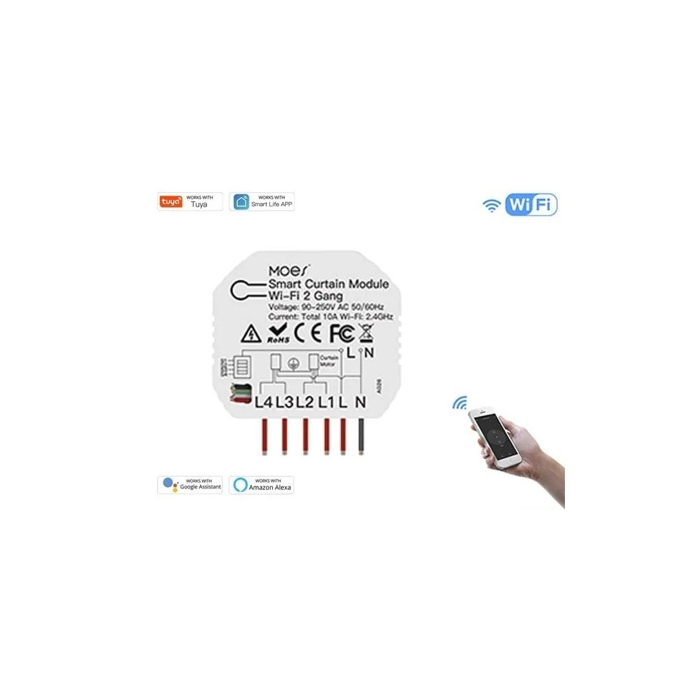 MODULO ESTORES / PERSIANAS 2 CANAIS WIFI + BLUETOOTH ZIGBEE