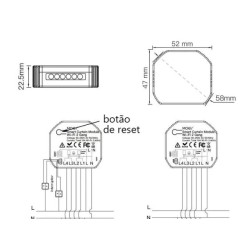 MODULO ESTORES / PERSIANAS 2 CANAIS WIFI + BLUETOOTH ZIGBEE