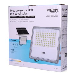 PROJECTOR LED COM PAINEL SOLAR 200W 6500K IP65