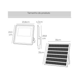 PROJECTOR LED COM PAINEL SOLAR 200W 6500K IP65