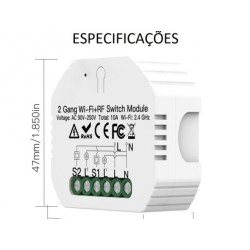 MODULO ILUMINAÇÃO 2 CANAIS WIFI + RF 433MHz ZIGBEE