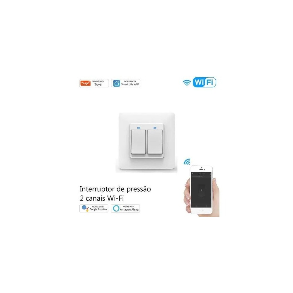 INTERRUPTOR DE PAREDE WIFI C/ 2 CANAIS