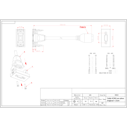 ADAPTADOR HDMI FEMEA / FEMEA PAINEL 20CM