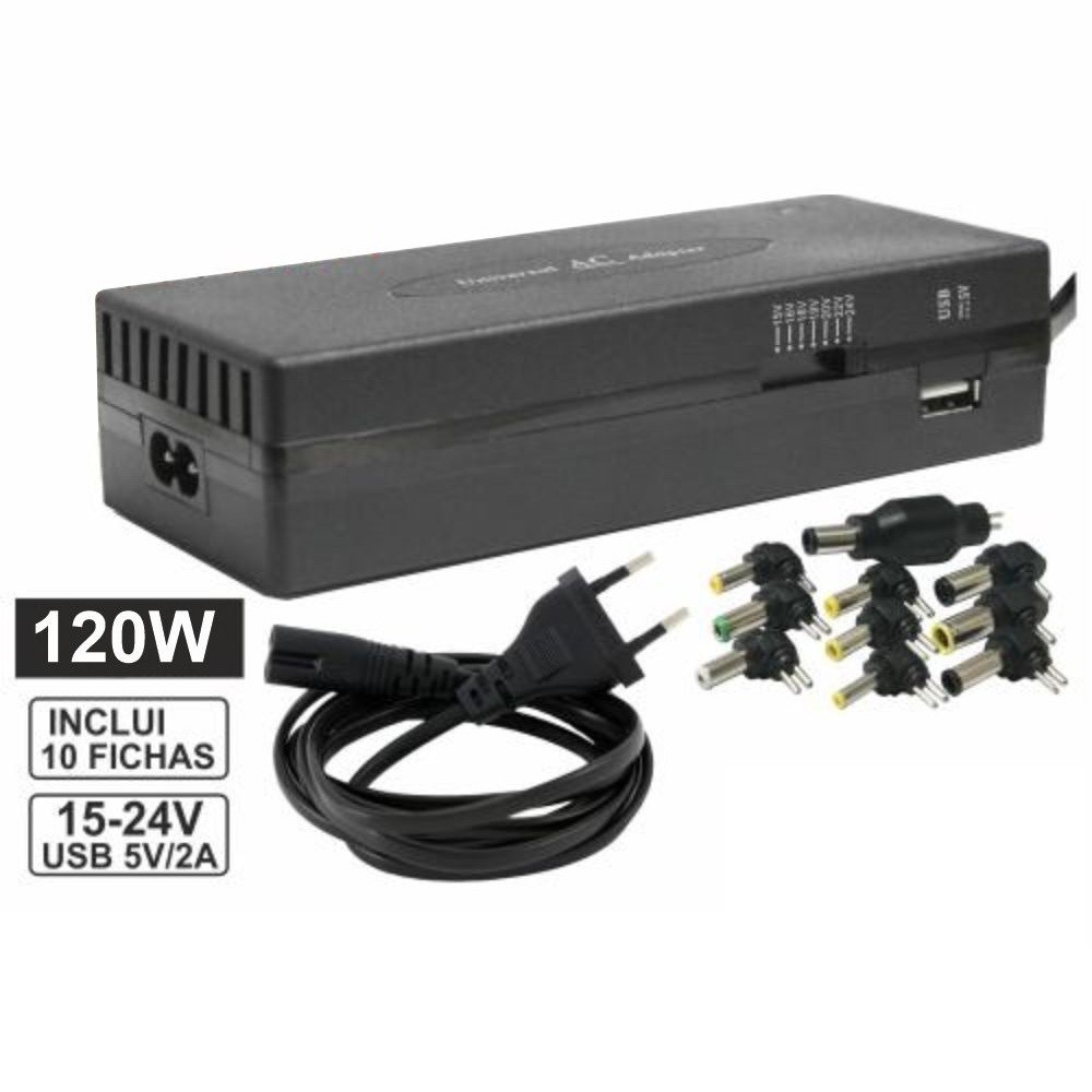 ALIMENTADOR PC 15-24V 6A COM 10 FICHAS E USB