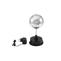 BOLA DE ESPELHOS 13CM C/ BASE ILUMINADA E MOTOR