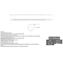 PACK 100 ABRACADEIRAS SERRILHA PRETA 2.5x200mm