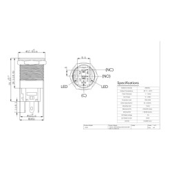 INTERRUPTOR INVIOLAVEL SPDT Ø16mm COM LUZ VERDE