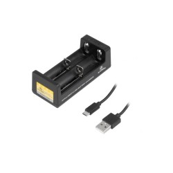 CARREGADOR PARA 2 BATERIAS LI-ON 18650 USB