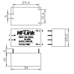 MODULO POWER STEP-DOWN 220VAC IN 5V OUT 0.6A HLK-PM01