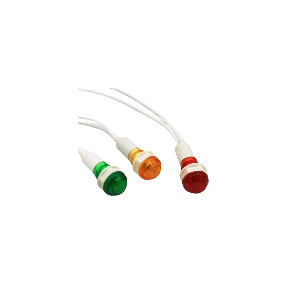 KIT SINALIZADORES 10mm C/ LUZ FIOS 12V AMARELO / VERMELHO / VERDE