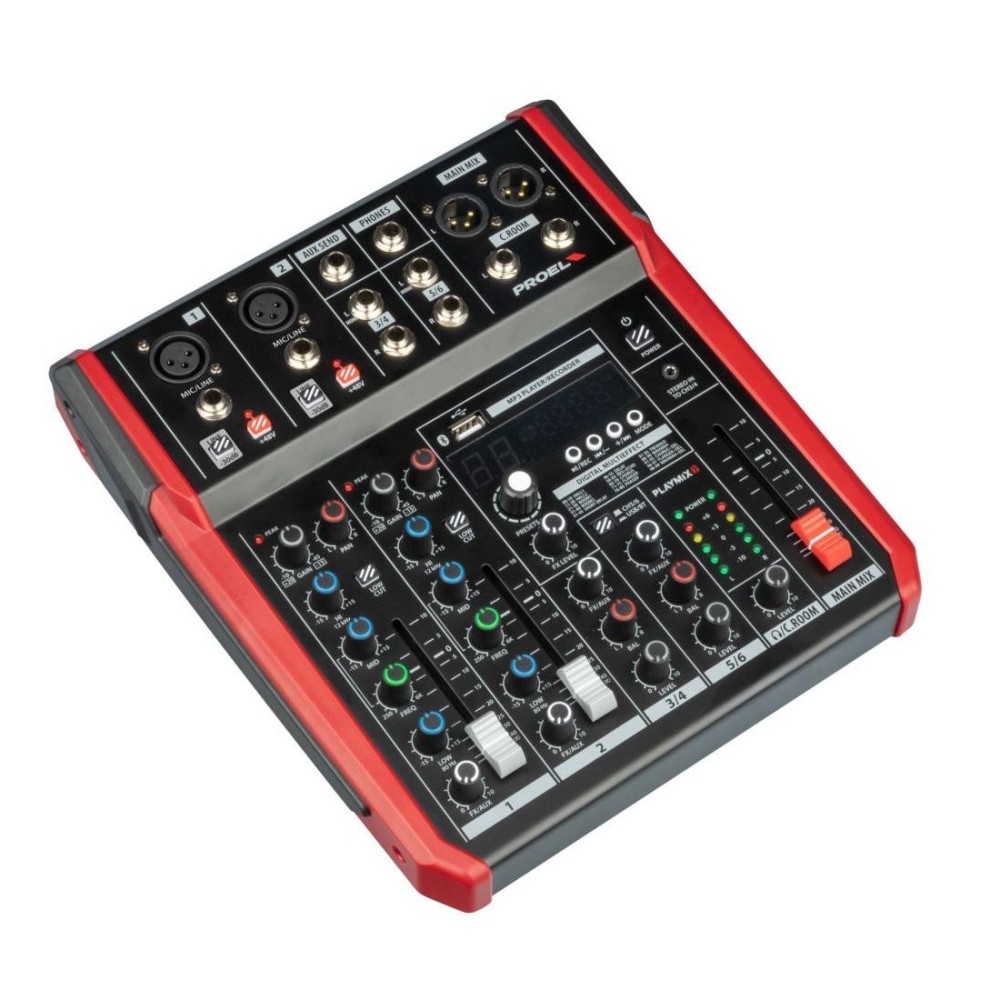 PROEL PLAYMIX6 MESA MISTURA 6CANAIS USB MP3 C/ EFEITOS / EQ.