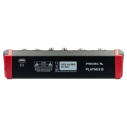 PROEL PLAYMIX6 MESA MISTURA 6CANAIS USB MP3 C/ EFEITOS / EQ.