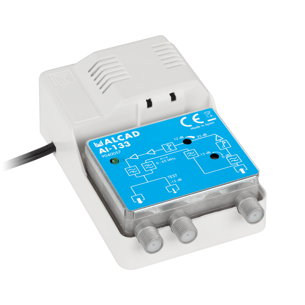 AMPLIFICADOR ANTENA CATV RP 65Mhz GANHO 24db 1ENT/1S ALCAD AI-133